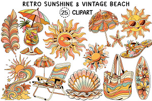 Retro Sunshine & Vintage Beach Png, an Object Illustration by Creative Art