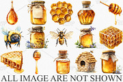 Watercolor Spring Bee Clipart Bundle, an Illustration by Canvas Craft (Thumbnail 3 of 7)
