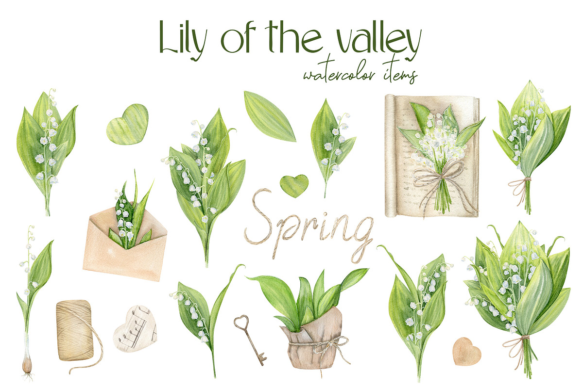Lily Of The Valley Watercolor Flower, a Seasonal Illustration by NataliArkushArt (Photo 4 of 14)