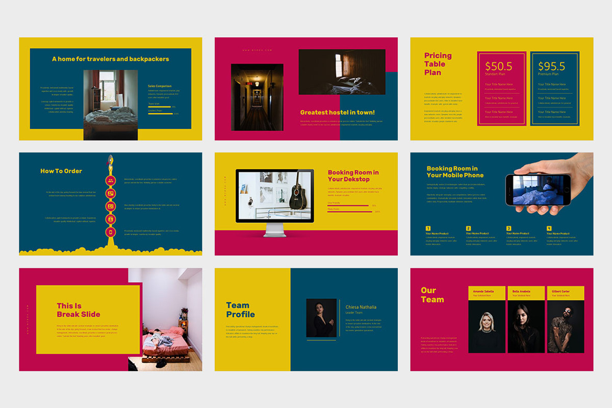 Hyboa Hostel Business Google Slides, a Presentation Template by Punkl Camp (Photo 3 of 9)