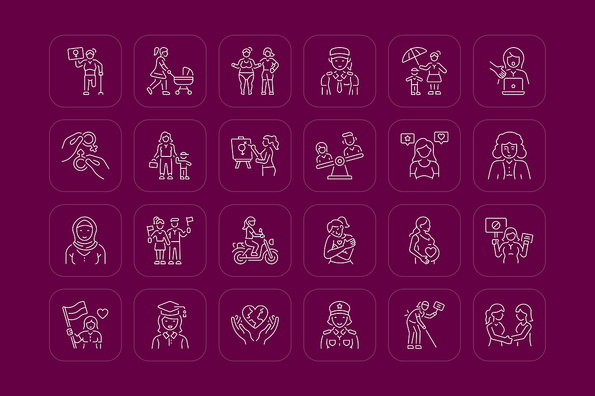 Animated Feminist Icons Set, an Outline Icon by Prosymbols (Photo 3 of 4)