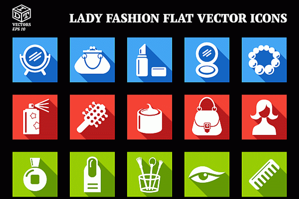 Lady Fashion Flat Vector Icons