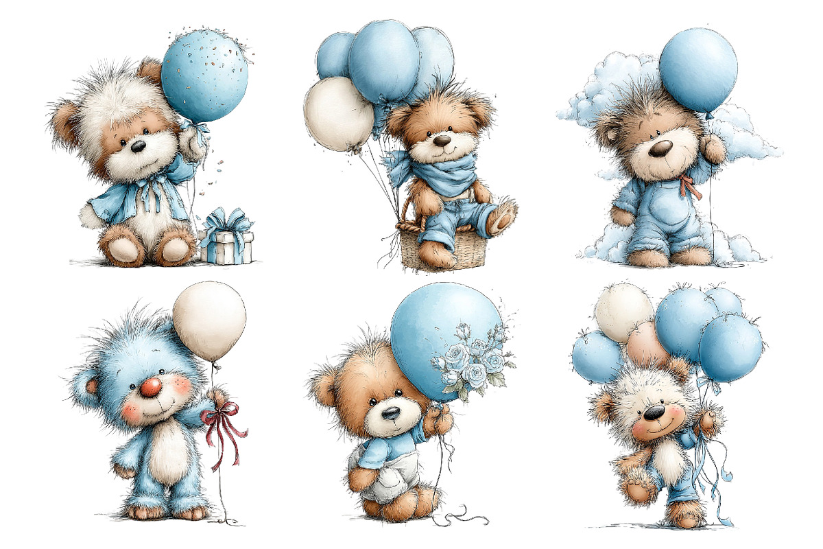 Whimsical Teddy Bear With Balloon, an Animal Illustration by Creative Art (Photo 3 of 6)