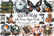 Watercolor Gothic Autumn Clipart, an Illustration by Designking (Thumbnail 1 of 4)
