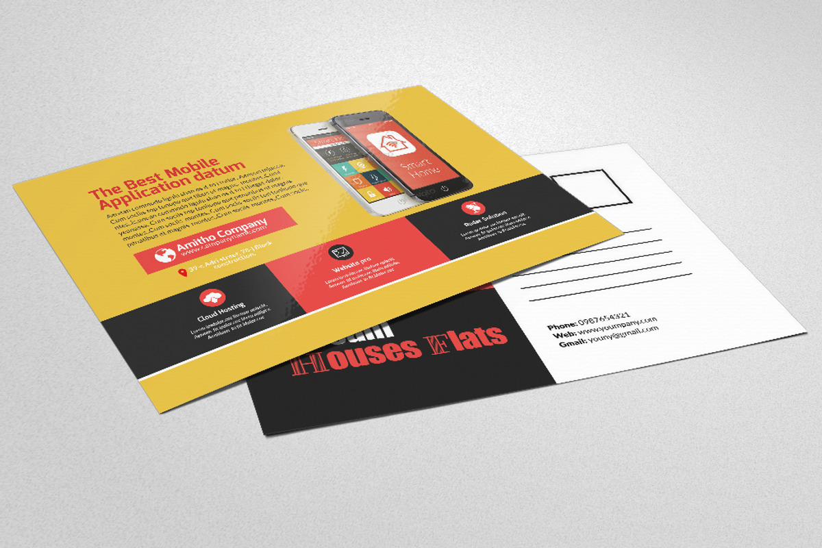 Mobile App Business PostCard, a Card Template by Business Flyers