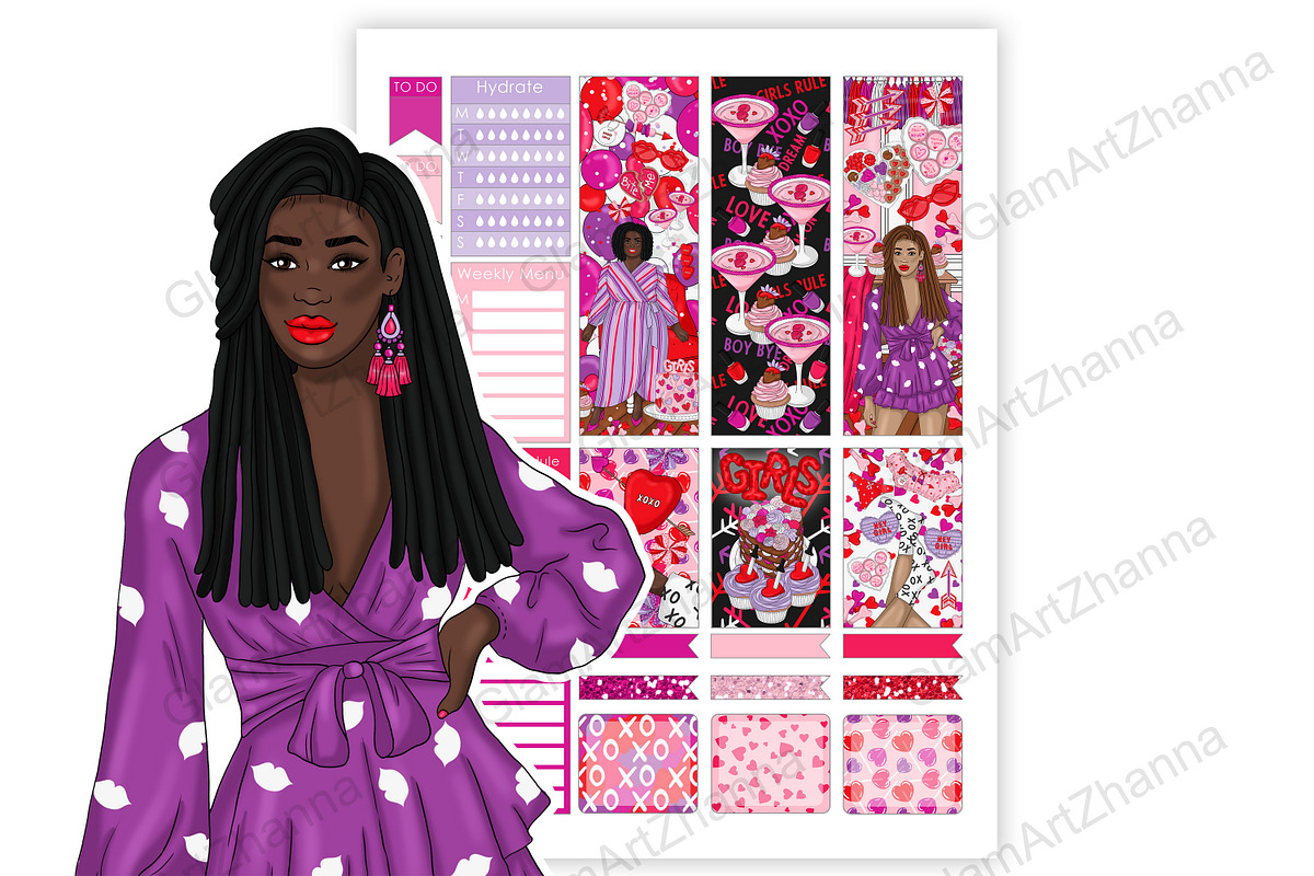 Galentines Stickers 2,25x1,5, a Stationery Template by GlamArtZhanna (Photo 3 of 6)