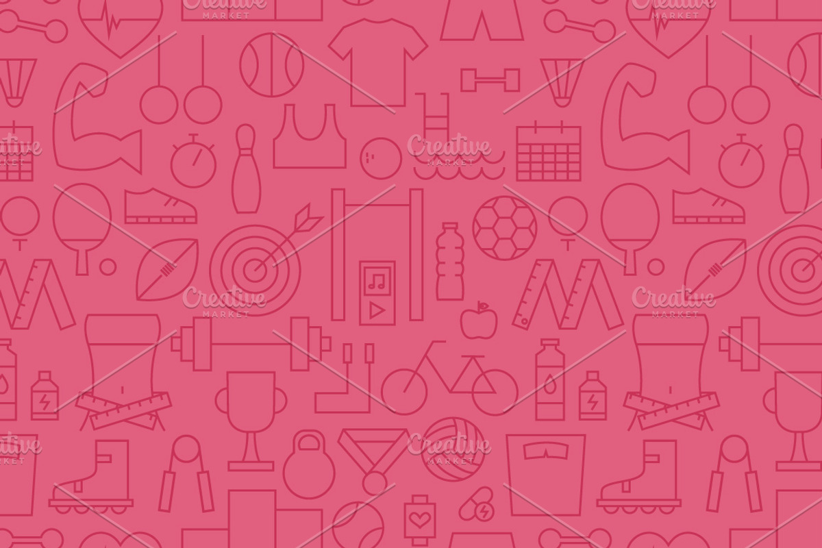 Sport Fitness Line Seamless Patterns, a Pattern Graphic by Anna_leni (Photo 2 of 7)