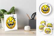 Evil Smileys Face. TShirt Sticker., a Decorative Illustration by KENO Mascots (Thumbnail 5 of 6)