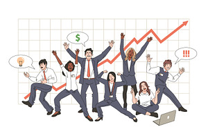 Happy businessmen group. People in, a Person Illustration by YummyBuum