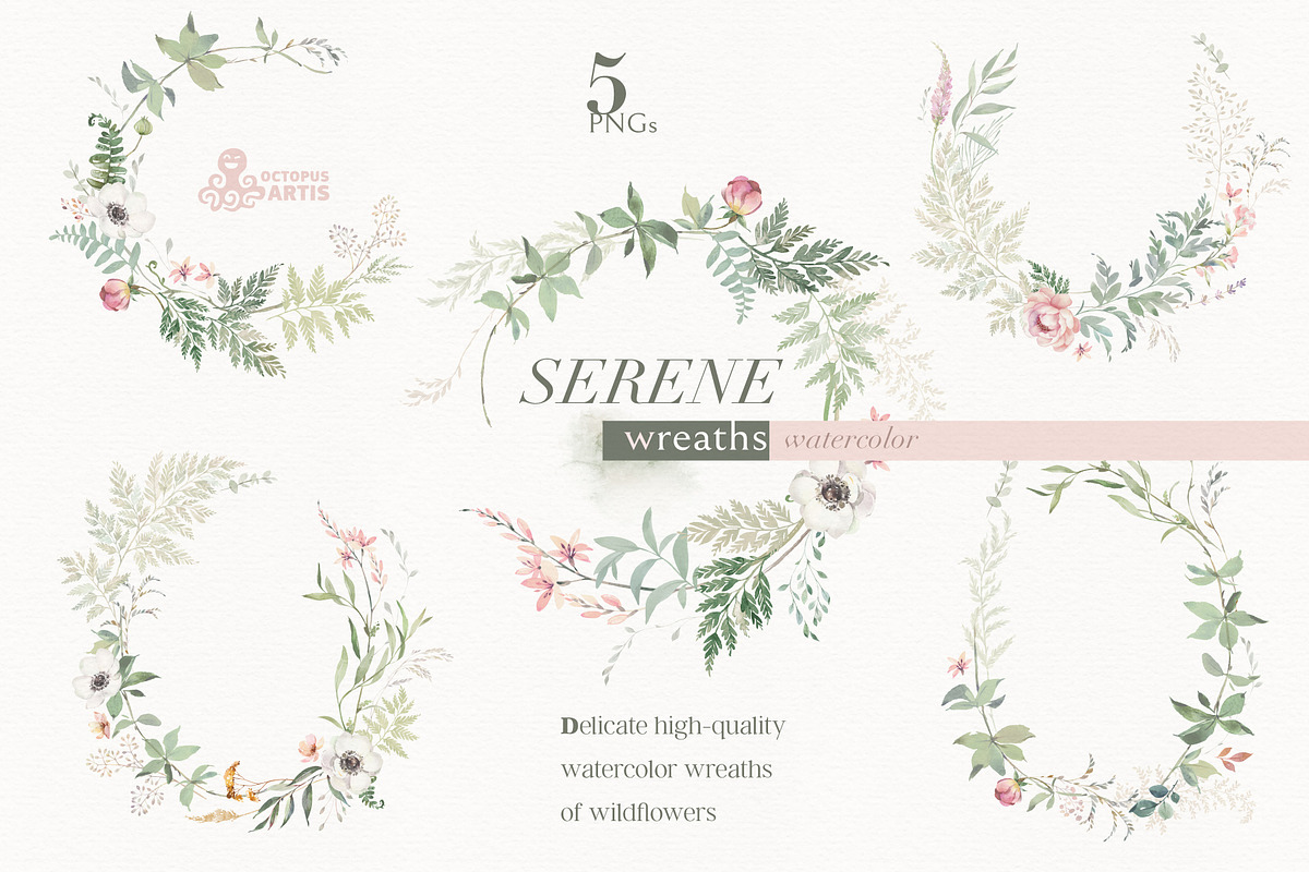 Serene. Watercolor Collection, an Illustration by OctopusArtis (Photo 4 of 7)