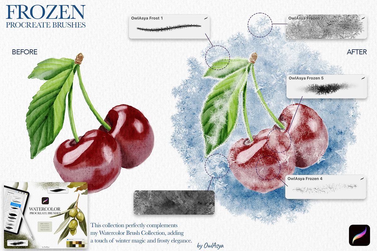 Frozen Procreate Brushes Collection, a Brush Add-On by owlasya (Photo 4 of 5)