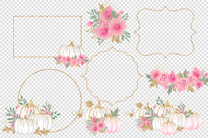 Pink White And Gold Pumpkins Clipart