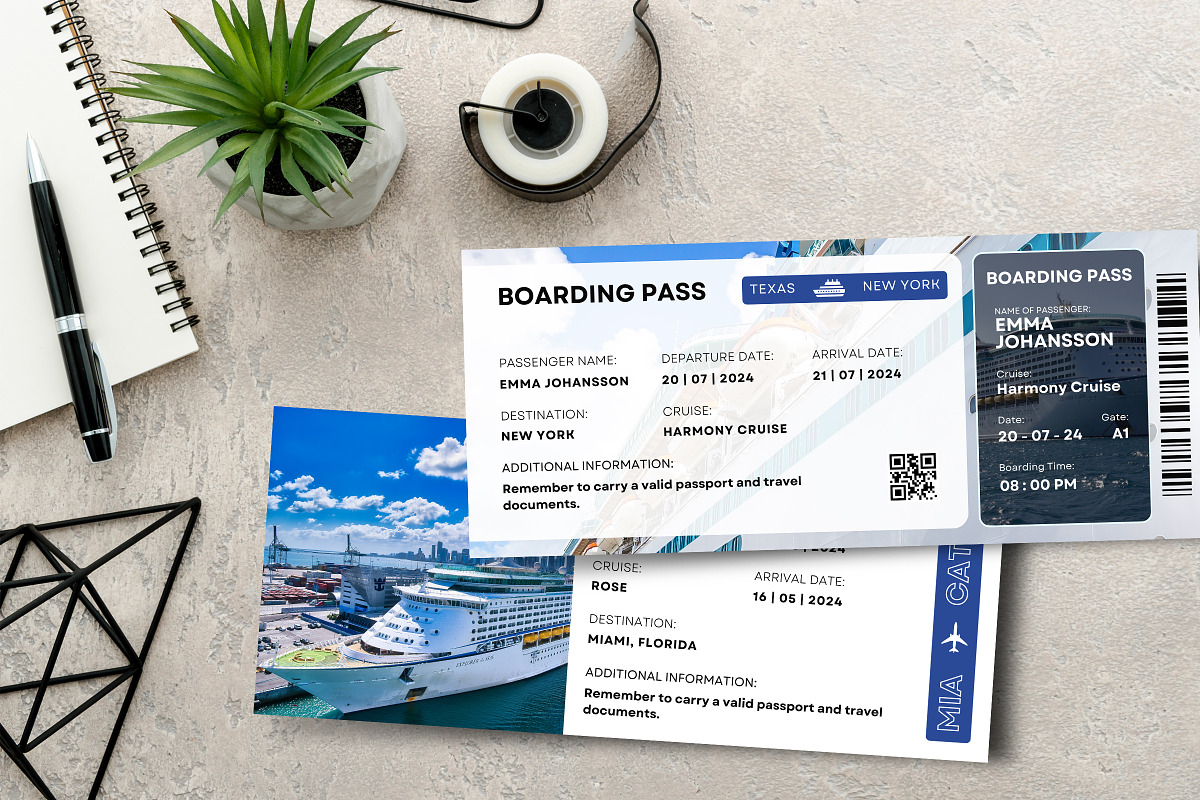 Cruise Canva Trip Ticket Template, a Card Template by Snapybiz (Photo 7 of 10)