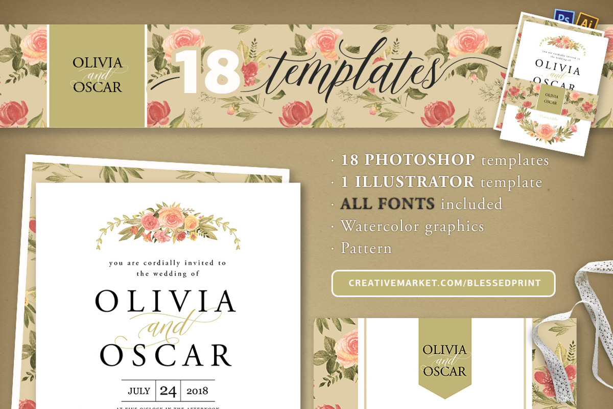BIG BUNDLE for Templett & Corjl, a Script Font by Blessed Print (Photo 12 of 58)