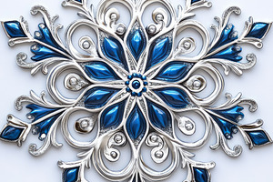 A detailed blue and silver snowflake design, showcasing intricate patterns and, a Background Photo by ImageMir