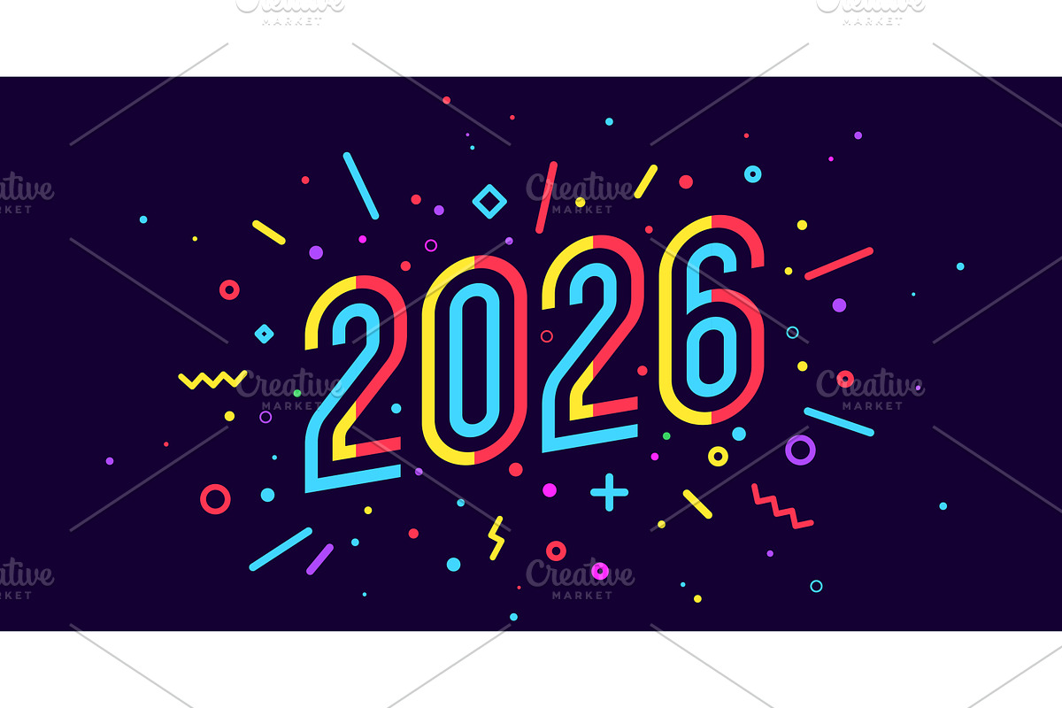 2026, Happy New Year. Greeting card, an Illustration by Foxys Graphic