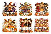 Trio Scarecrow PNG Clipart Bundle, a Seasonal Illustration by Nicolle's Colorful Art (Thumbnail 2 of 8)