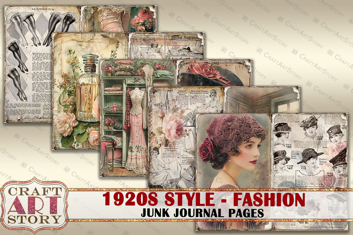 Fashion Junk Journal Kit 1920s style, a Person Illustration by CraftArtStory (Photo 3 of 6)