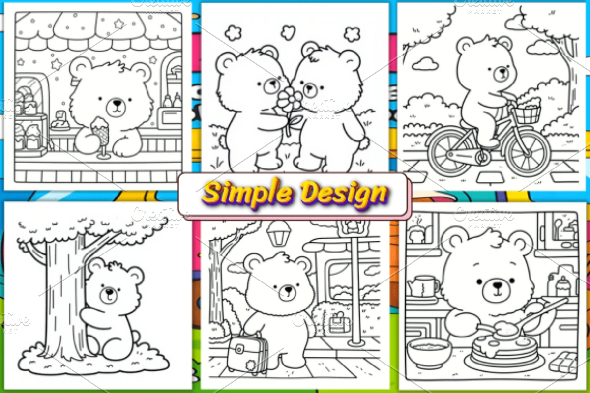 Cozy Bear Coloring Pages Bold & Easy, an Animal Illustration by Ink Gallery (Photo 3 of 4)