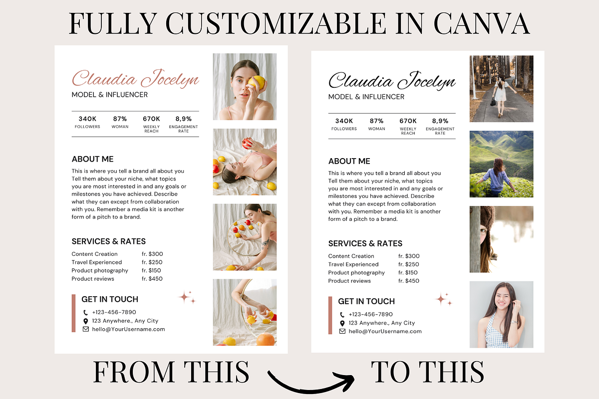 Influencer Rate Card Media Kit Canva, a Social Media Template by Daily Creative (Photo 3 of 4)