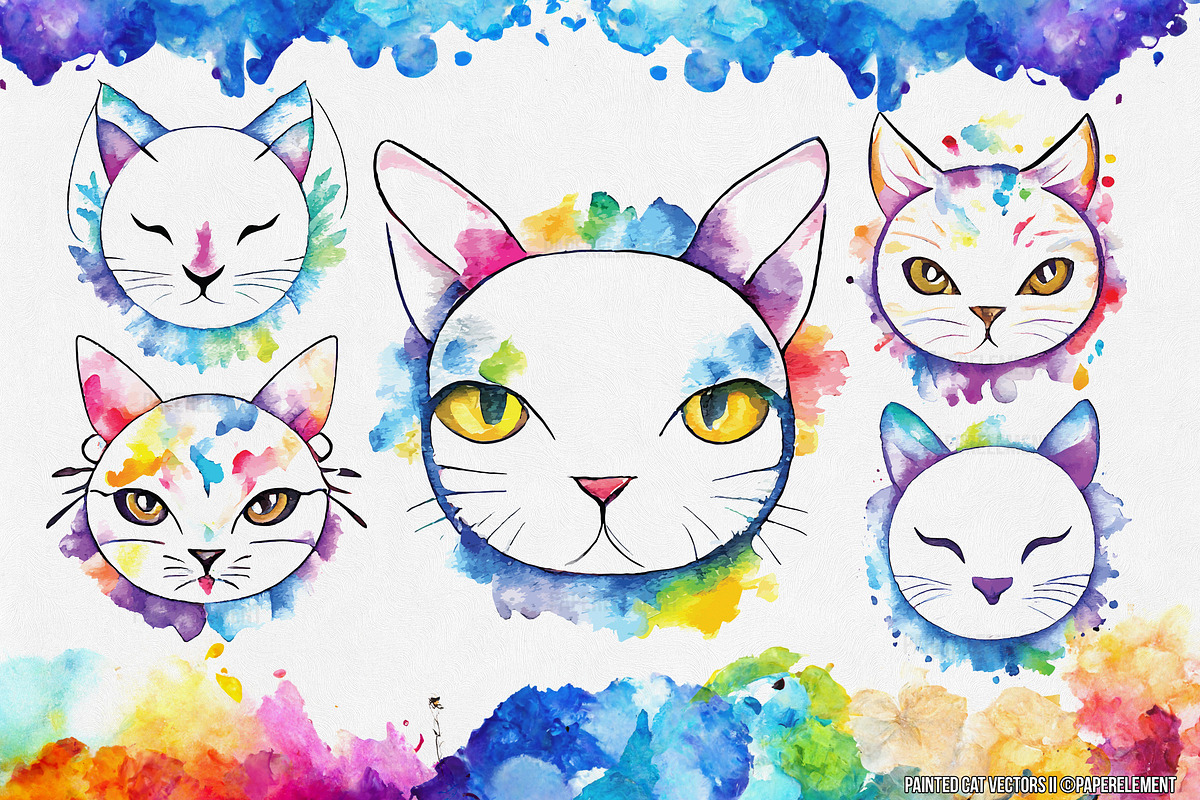 Painted Cat Vector Pack II, an Illustration by Paper Element (Photo 3 of 4)