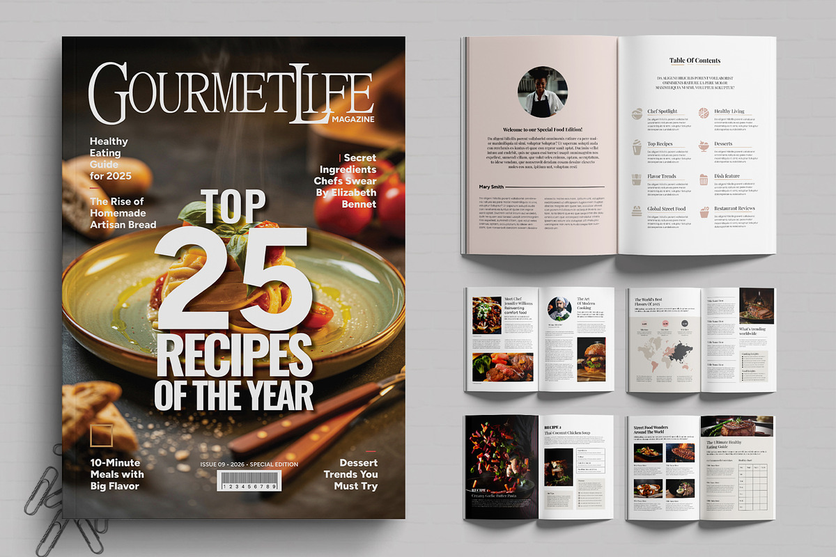 Food Magazine Template, a Magazine Template by MightyDesign (Photo 1 of 6)