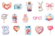 Kawaii Valentine's Clipart, an Illustration by designcity5 (Thumbnail 2 of 5)