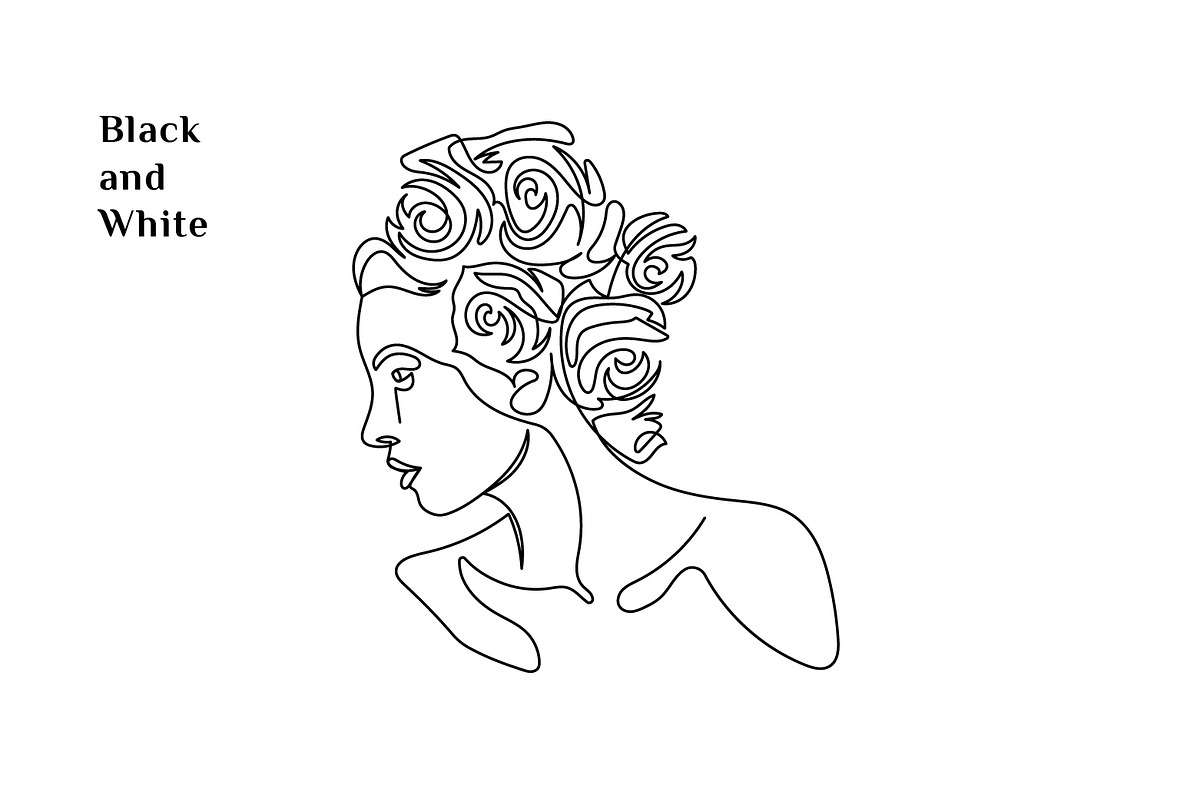 Line Art Woman Flower Illustration, a Decorative Illustration by Brand_Hero (Photo 4 of 4)
