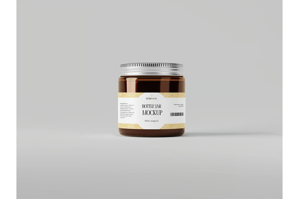Bottle Glass Jar Mockup, a Packaging Mockup by zippypixelstudio (Photo 8 of 8)