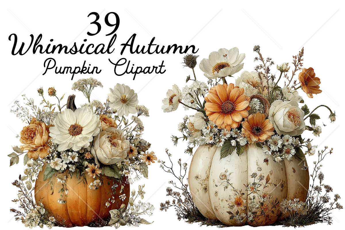 Whimsical Autumn Pumpkin Clipart, a Seasonal Illustration by Canvas Craft (Photo 1 of 10)