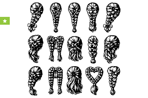 Braided Hairstyle Vector Set, an Object Graphic by RT Studio