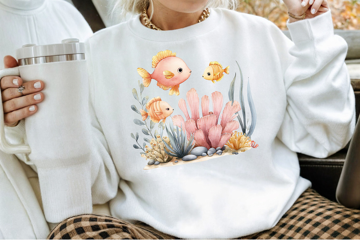 Cute Sea Animals Watercolor Clipart, an Illustration by Sublimation Artist (Photo 4 of 6)
