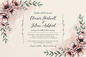 Anemone Watercolor Floral Clipart