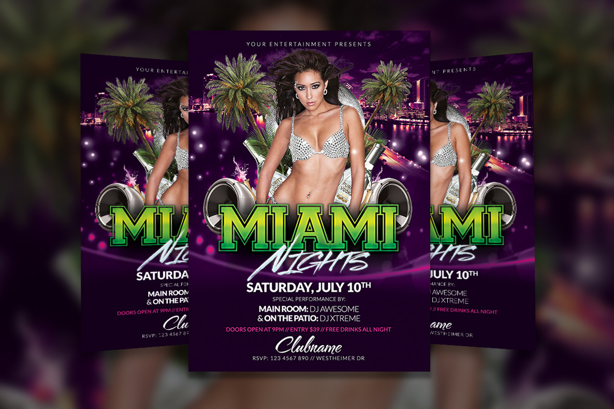 Miami Nights Flyer Template, a Flyer Template by Creative Waffle (Photo 1 of 5)