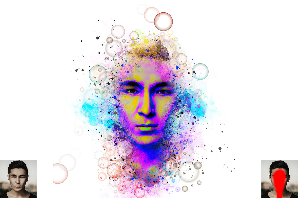 Bubble Watercolor Photoshop Action, a Brushes & More by Studio Retouch (Photo 3 of 14)