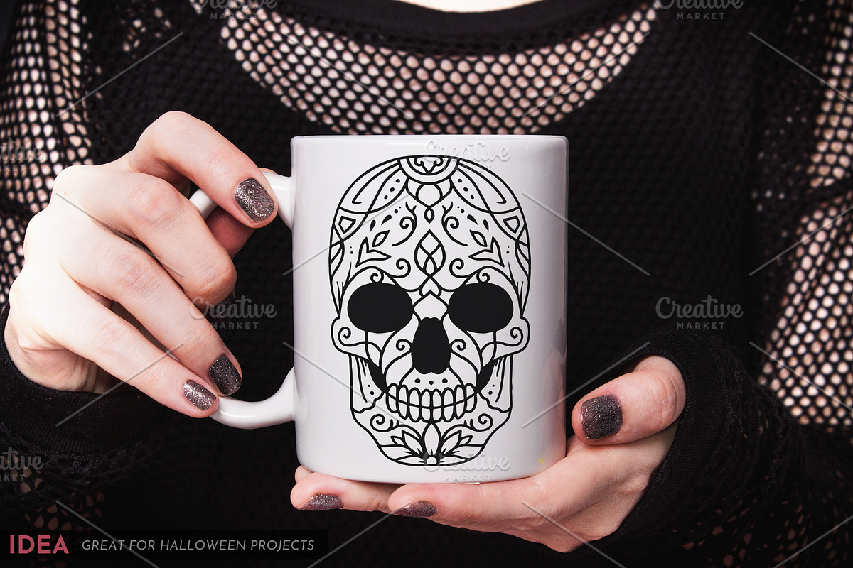 100 Decorative Vector Skulls, a Decorative Illustration by pixaroma (Photo 9 of 37)