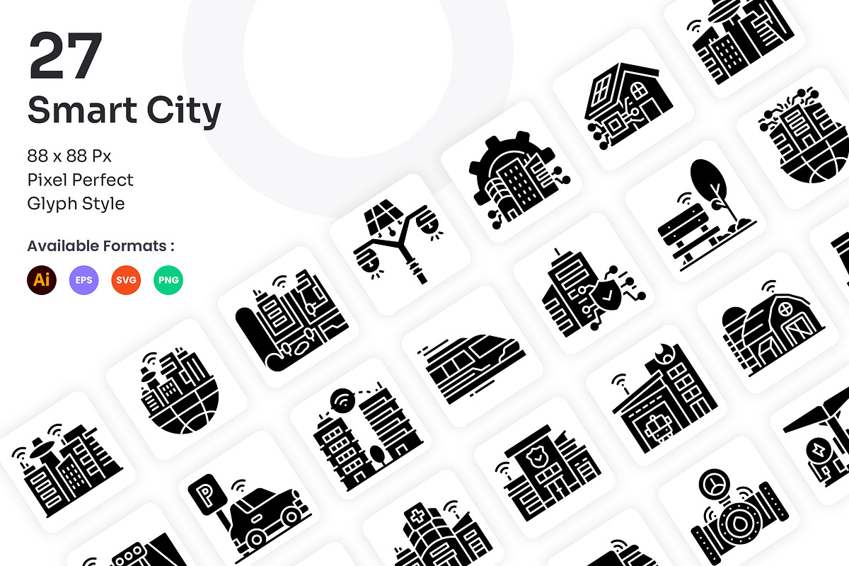 Smart City Icons Set - Glyph, a Solid Icon by Kmg Design (Photo 1 of 2)