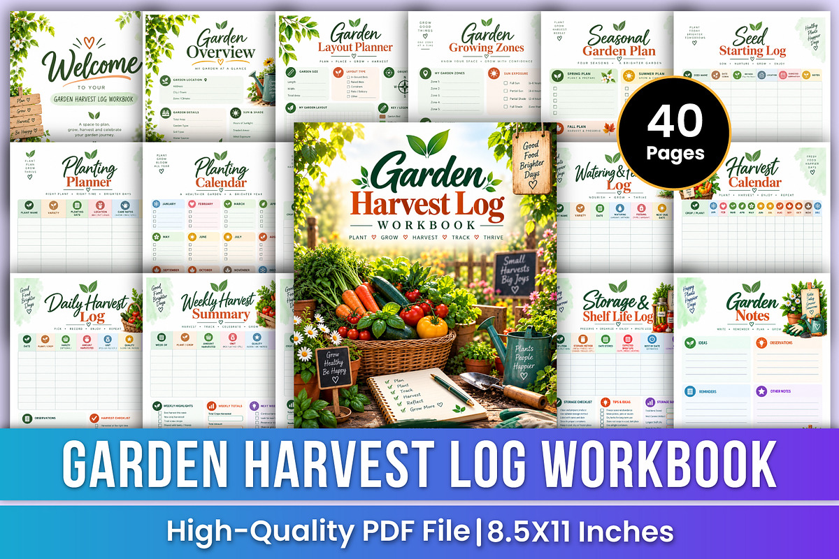 Garden Harvest Log Workbook | Plant, a Stationery Template by Mustafiz (Photo 1 of 4)