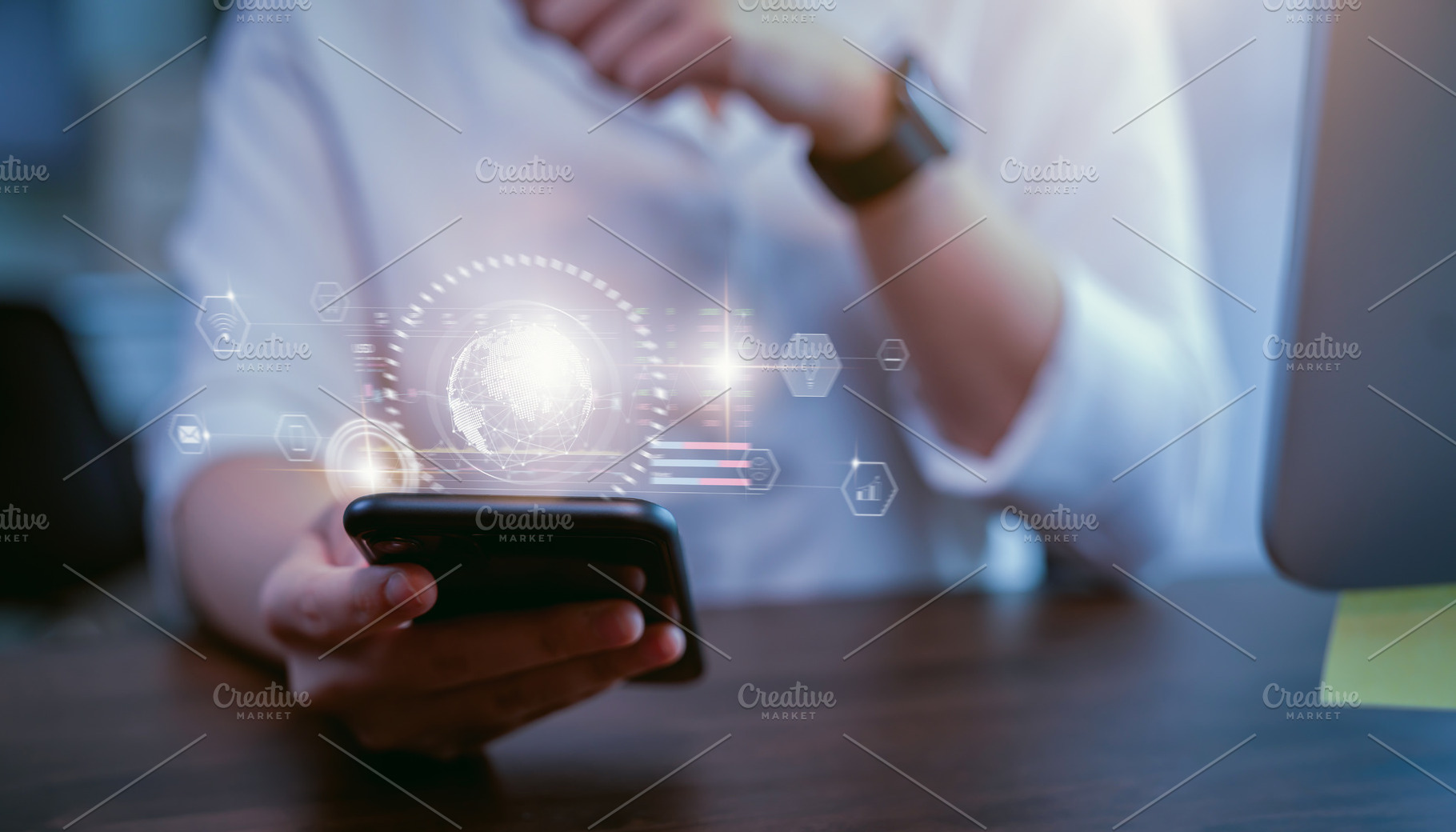 Stock exchange market concept hand stock photo containing finance and business, a Technology Photo by sitthiphong