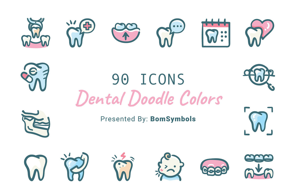 Dental Doodle Colors, an Outline Icon by BomSymbols (Photo 1 of 4)