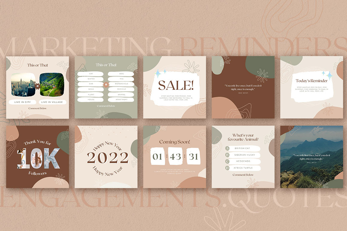 CANVA EARTH TONE INSTAGRAM PACK, a Social Media Template by tomatstudio