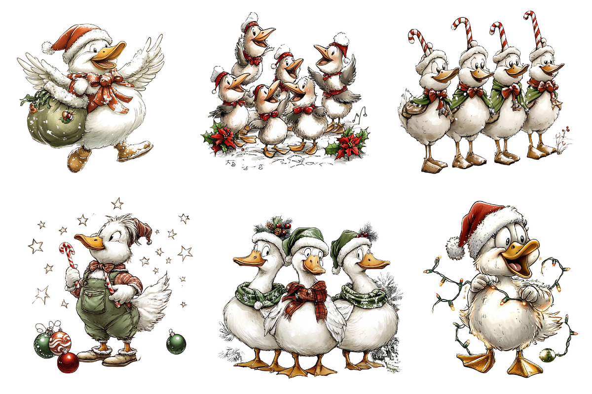 Christmas Geese Clipart, an Illustration by CreationArt (Photo 3 of 5)