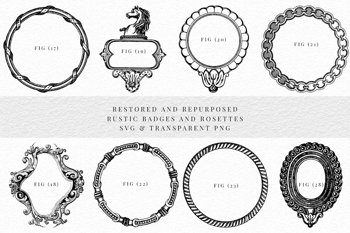 Badges and Rosettes Rustic Clipart, a Decorative Illustration by Century Library (Photo 6 of 9)