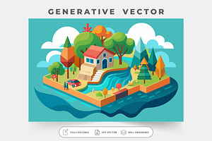 The artwork illustrates a cozy house, a Graphic by Iftikhar Alam
