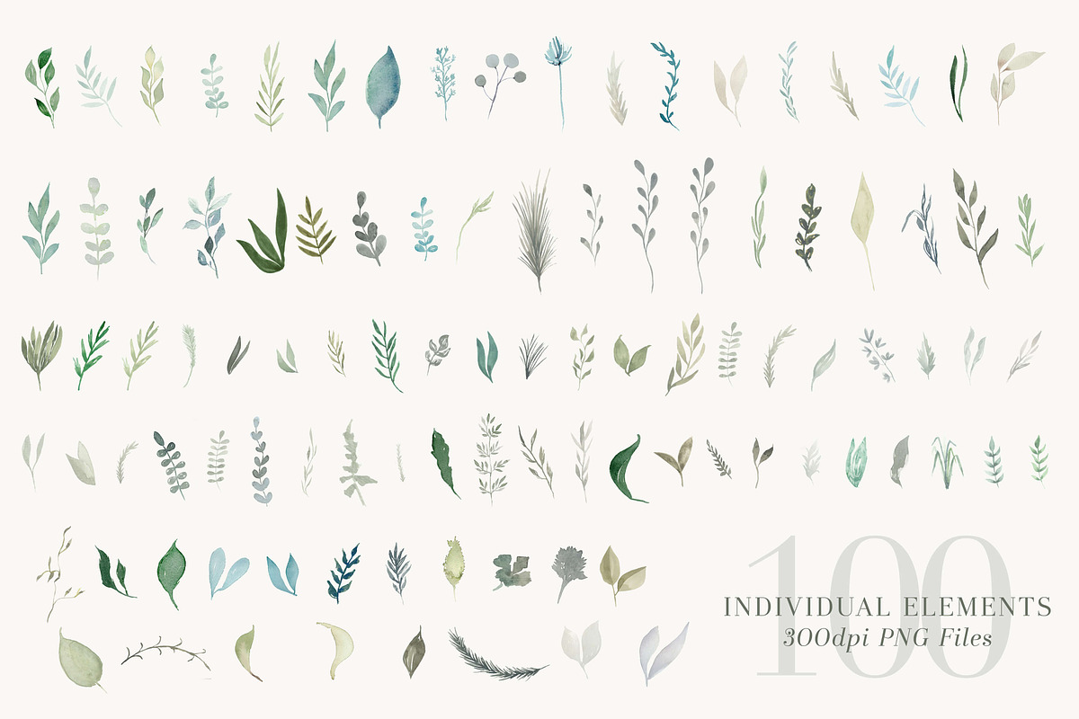 Foliage + Foil - Botanical Clipart, an Illustration by The Autumn Rabbit Ltd (Photo 3 of 11)