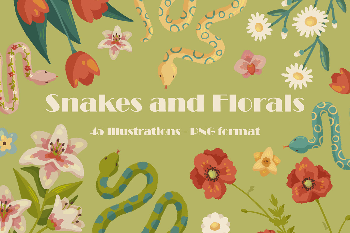 Snakes and Florals - Illustrations, an Animal Illustration by Satilluss (Photo 1 of 7)