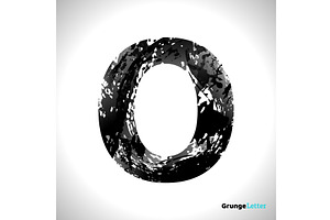 Grunge Vector Letter O. Black Font