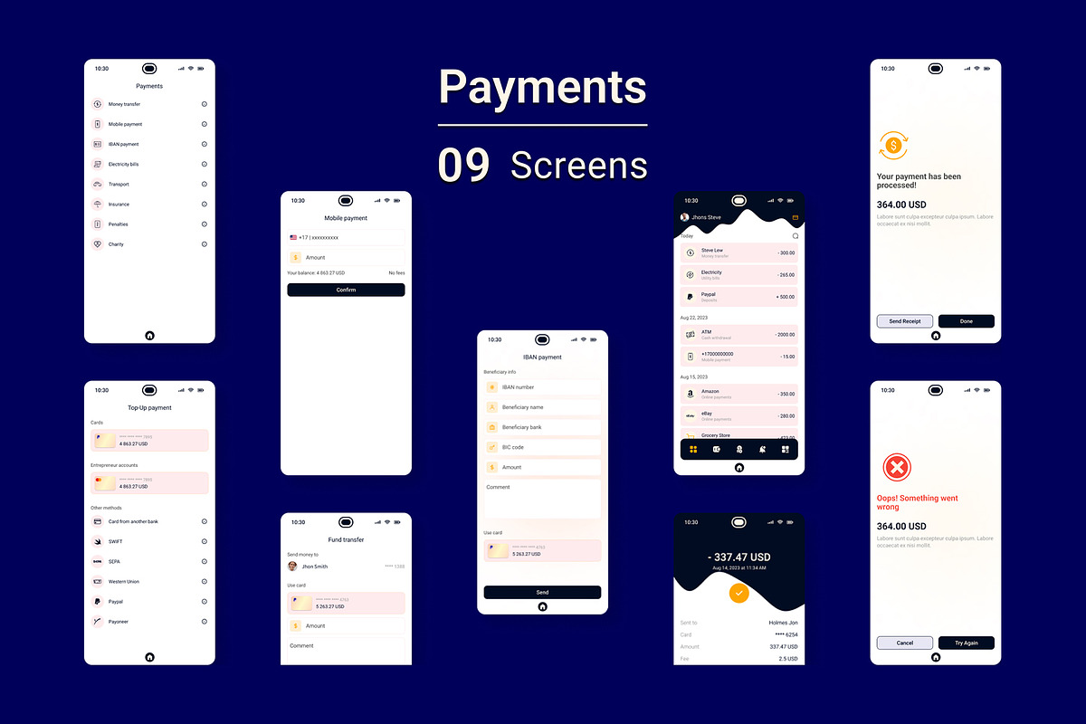 Payway - Online Mobile Banking App, an UI Kit Template by CraftingStudio (Photo 8 of 10)