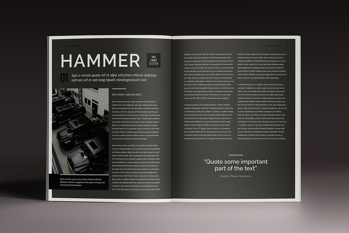 Blackazine Indesign Template, a Magazine Template by Luuqas Design