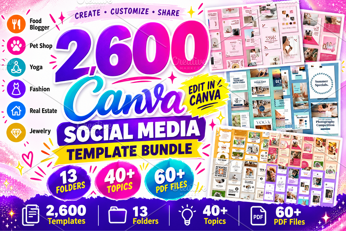 2600 Canva Social Media Templates, a Social Media Template by Ink Gallery (Photo 1 of 7)